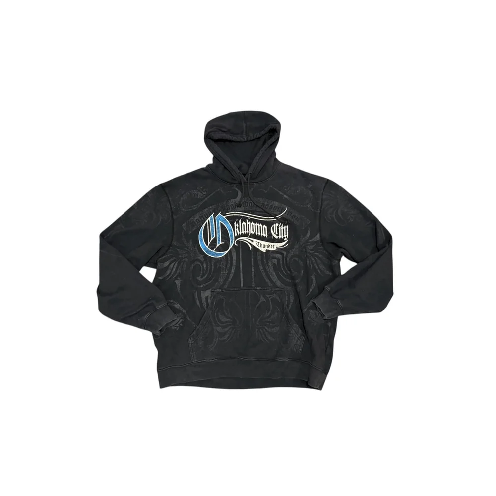 ADIDAS MEN'S OKLAHOMA THUNDER NBA ALL-OVER PRINT GOTHIC HOODIE Size XL​​​ - Picture 2 of 9